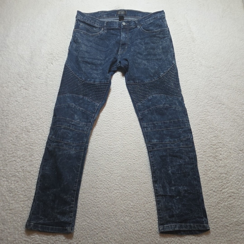 Steve's Jeans Biker Moto Jean Mens Size 34x29  Stretch Dark Wash